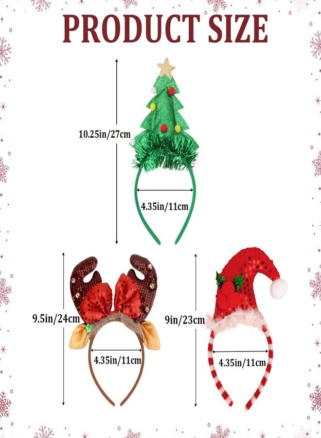 Wecoe 3pcs Christmas Headbands Set - Reindeer Antlers & Festive Hair Accessories for Women & Girls Party Supplies - Image 5